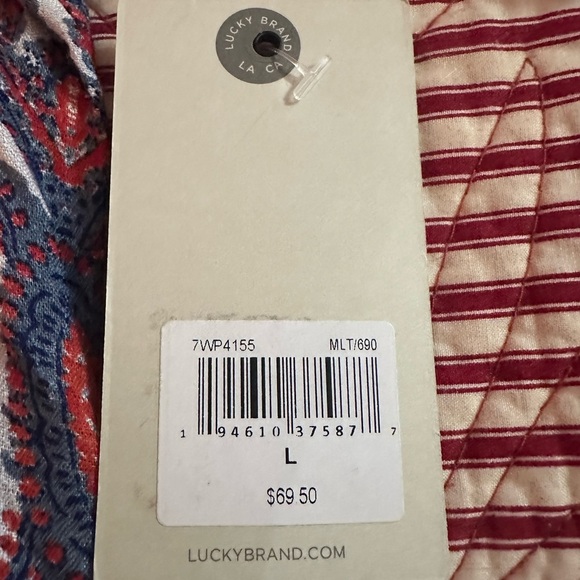 Lucky Brand Ikat Scroll design top shirt blouse size Large L New with tag - Picture 6 of 9